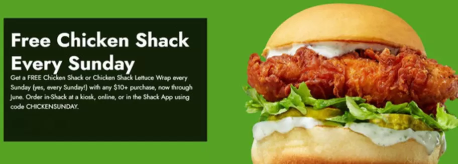 Shake Shack catalogue | Free Chicken Shack Every Sunday | 2026-01-05T00:00:00.000Z - 2026-06-28T00:00:00.000Z