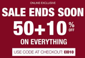 50% +10%Off Everything