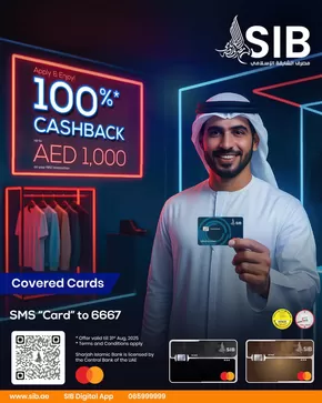 Sharjah Islamic Bank catalogue | Get 100% Cashback Up to AED 1,000 on Your First Purchase! | 2025-06-10T00:00:00.000Z - 2025-07-31T00:00:00.000Z