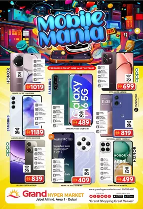 Grand Hyper Market catalogue in Sharjah | Mobile Mania - Grand Hypermarket Jebel Ali | 2025-06-30T00:00:00.000Z - 2025-07-03T00:00:00.000Z